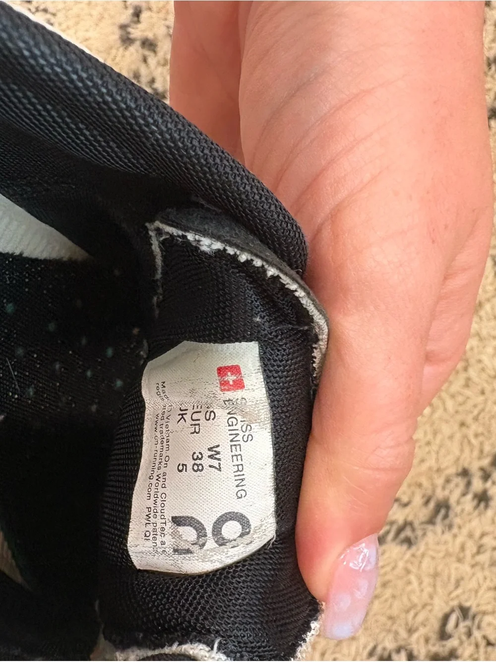 On Running White and Black Womens Athletic Running Shoes